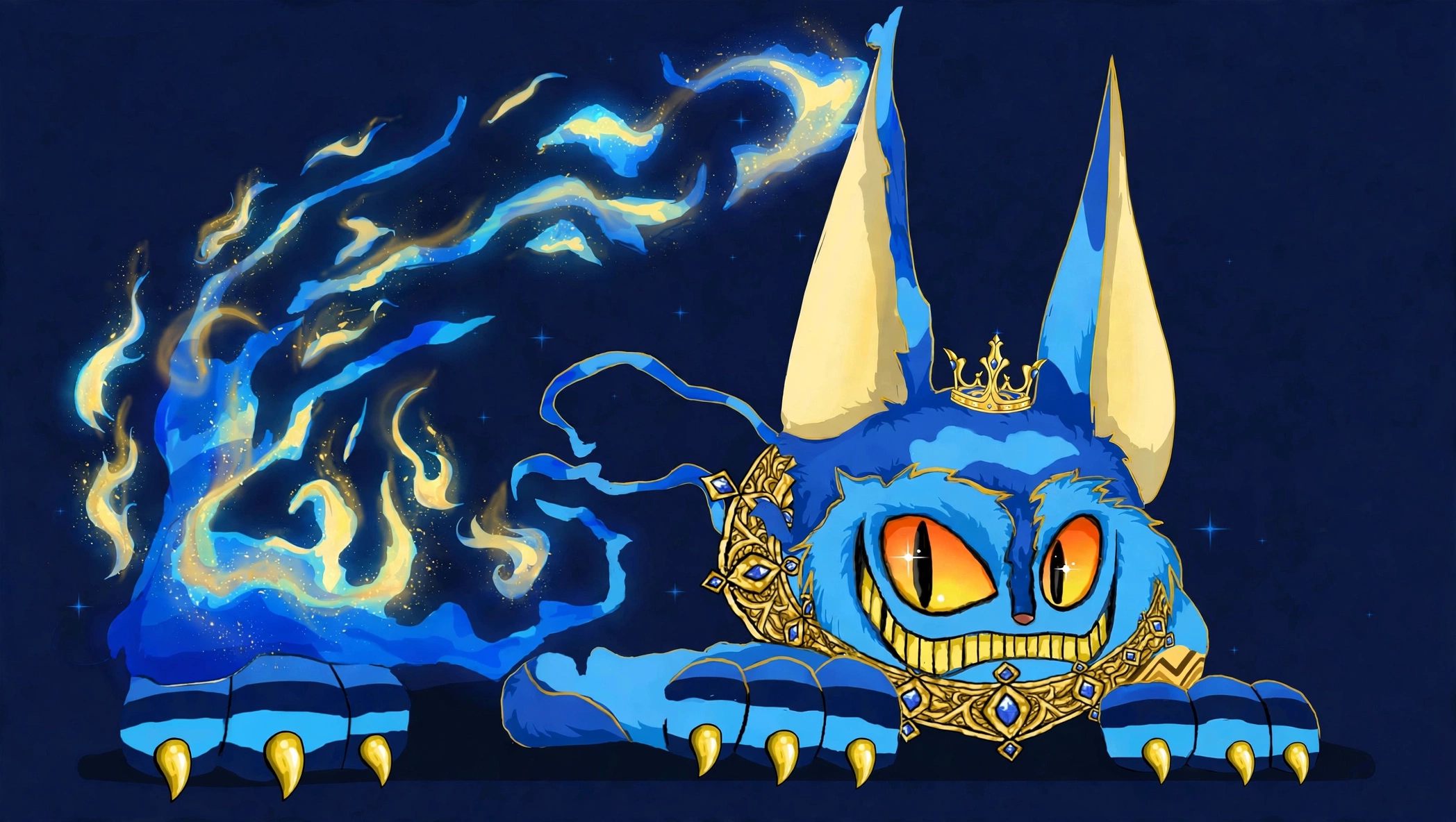 Odbeast Legendary — the original blue beast, polished, wearing the golden collar